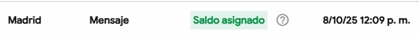Mensaje con Saldo Asignado en Google Local Services
