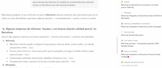 CHAT GPT Geo para empresas de reformas