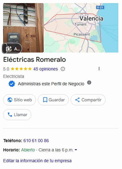 Perfil optimizado de Google My Business