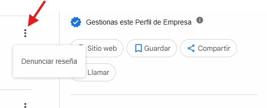Denunciar reseñas en GMB